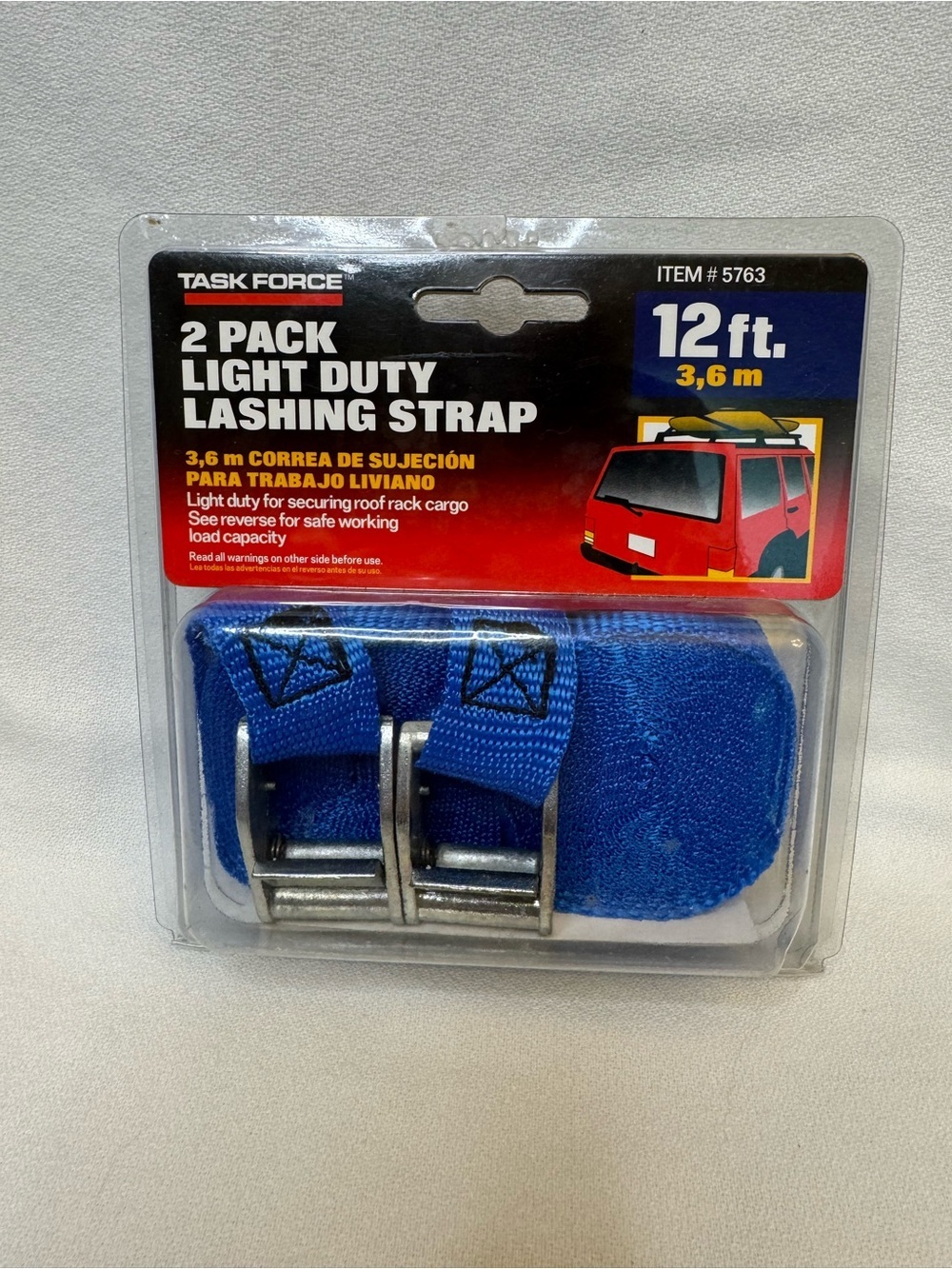 Task Force Light Duty Lashing Strap 12ft 2 Pack Blue Cargo NIP NIB #5763
